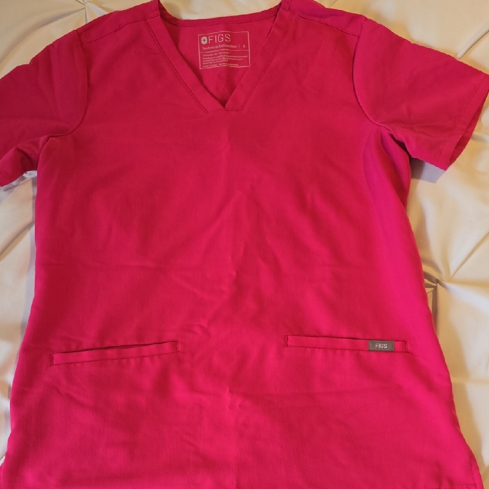 Figs Vivid Pink Scrub Top